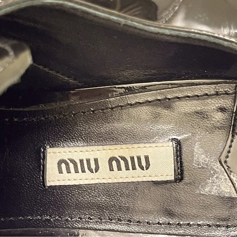Miu Miu Black Patent Leather Derby Loafers Size 37.5 quiet luxury modern preppy